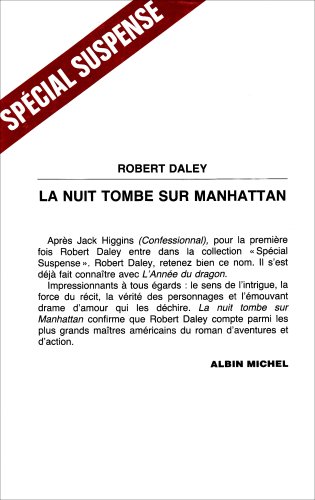 Couverture La Nuit tombe sur Manhattan Albin Michel